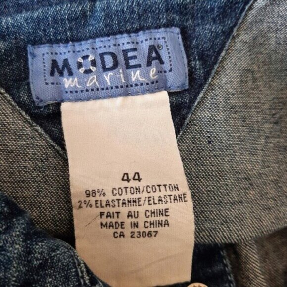 MODEA Marine Classic Blue Jean Jacket Lifesaver Snap Buttons Sz L - Picture 8 of 9